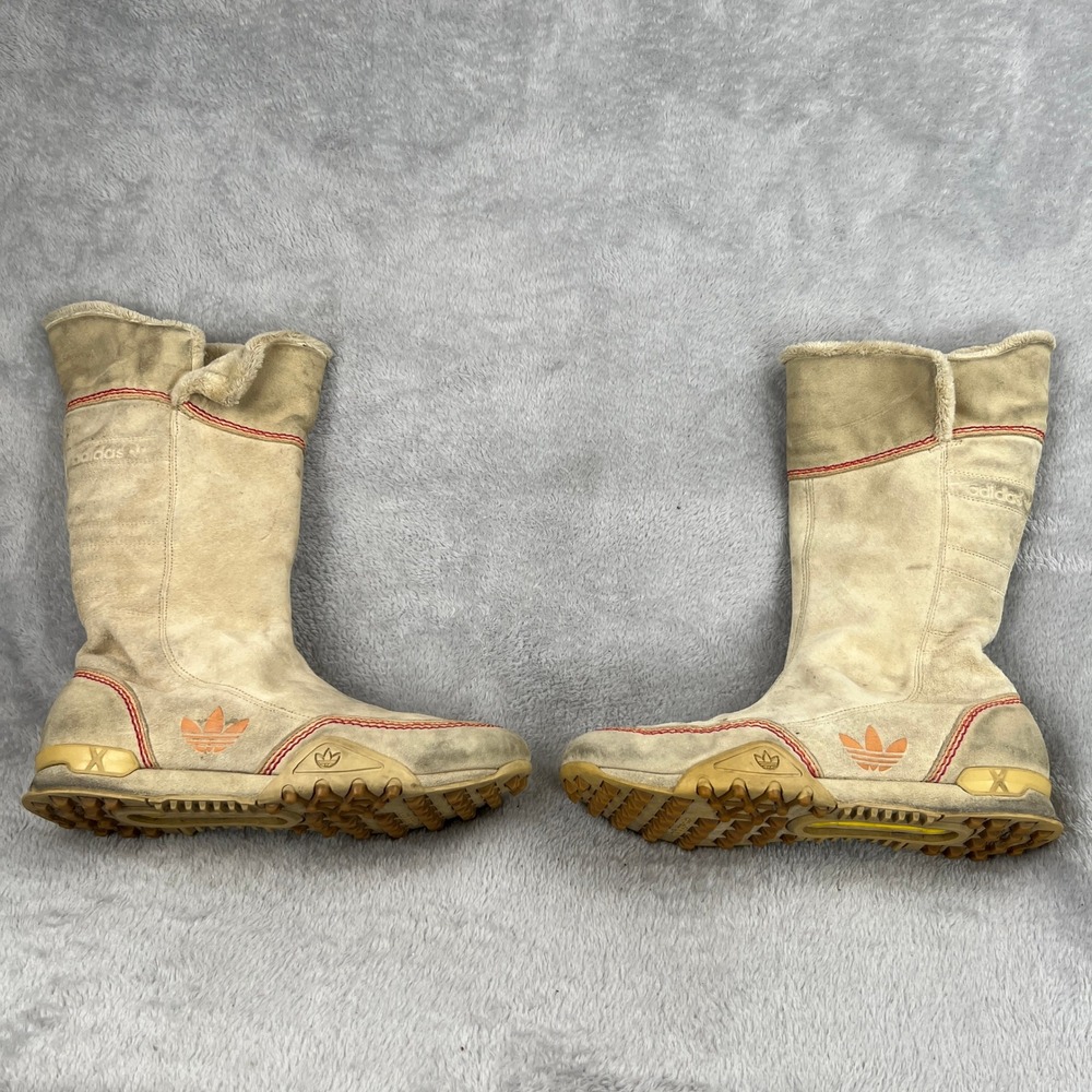 Adidas Suede Faux Fur Lined Winter Boots 8.5 Beige Women Y2K Gorpcore 464051